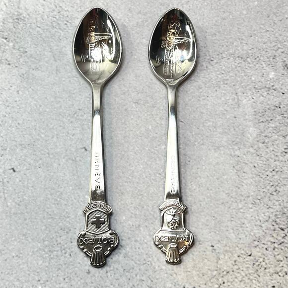 Vintage Rolex Souvenir Collector Spoons – Geneva Switzerland – Set of 2 - Picture 1 of 6